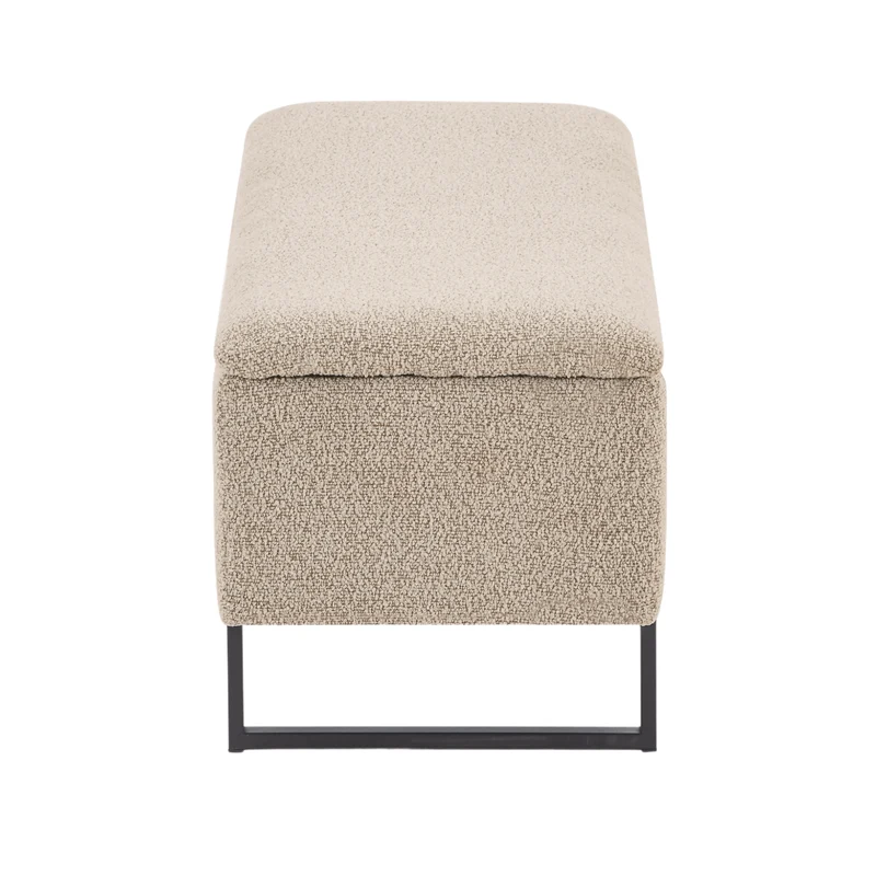 Malika-Bank mit Stauraum aus beigem Bouclé, 95 x 35 x 40 cm