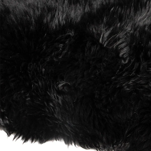 Echtes neuseeländisches Lammfell, langhaarig – Schwarz, 95x65 cm