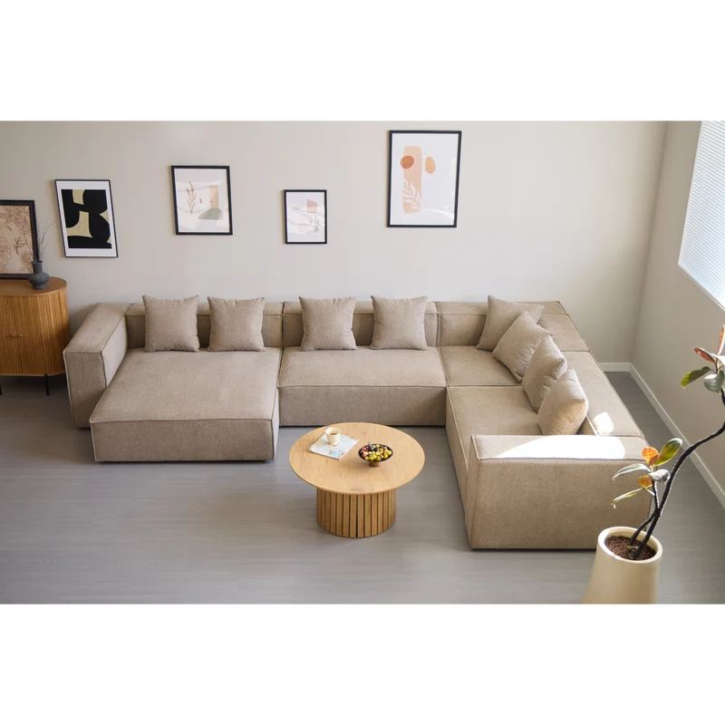 Hailey – U-Sofa Modulsofa in Sand mit 4 Modulen – Linksseitige Chaiselongue L: 368 x T: 247 x H: 65 cm