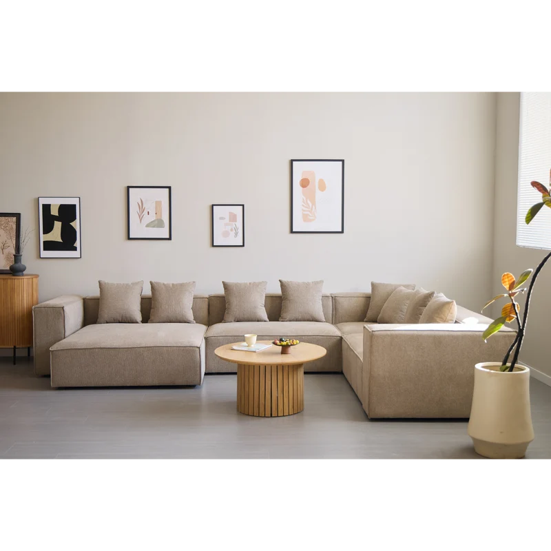 Hailey – U-Sofa Modulsofa in Sand mit 4 Modulen – Linksseitige Chaiselongue L: 368 x T: 247 x H: 65 cm