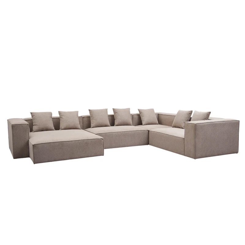 Hailey – U-Sofa Modulsofa in Sand mit 4 Modulen – Linksseitige Chaiselongue L: 368 x T: 247 x H: 65 cm