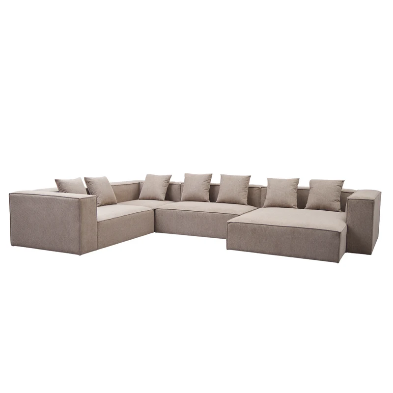 Hailey – U-Sofa Modulsofa in Sand mit 4 Modulen – Rechtsseitige Chaiselongue L: 368 x T: 247 x H: 65 cm
