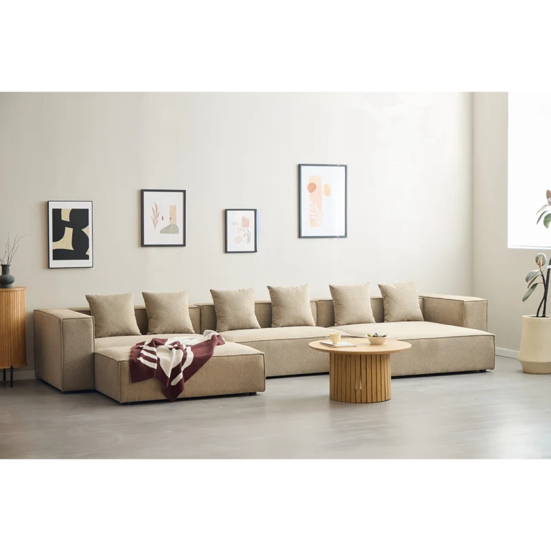 Hailey – Rechtsseitiges Chaiselongue-Modulsofa mit Hocker sand L: 415 x T: 172 x H: 65 cm
