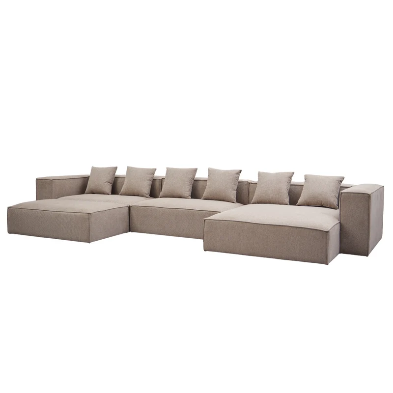 Hailey – Rechtsseitiges Chaiselongue-Modulsofa mit Hocker sand L: 415 x T: 172 x H: 65 cm