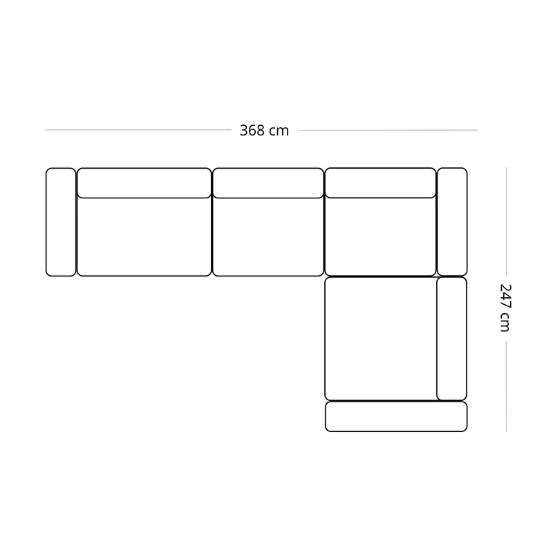 Hailey – Ecksofa Modulsofa Sand mit 4 Modulen (Aufstellung 2) L: 368 x T: 247 x H: 65 cm