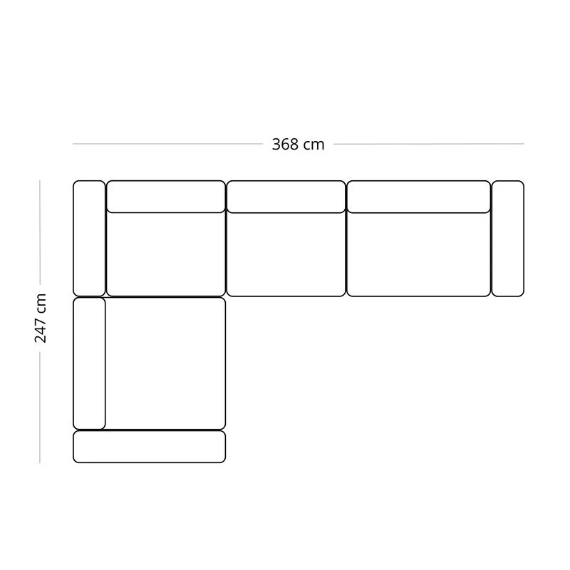 Hailey – Ecksofa Modulsofa in Sand mit 4 Modulen (Aufstellung 1) L: 368 x T: 247 x H: 65 cm