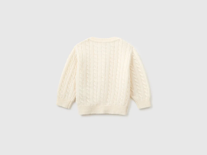 Strickjacke aus Wollmischgewebe mit Zöpfen