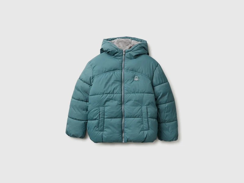 Wattierte Jacke mit Teddybär-Innenseite