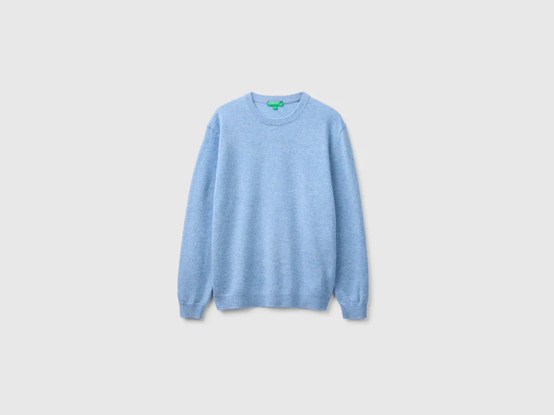 Hellblauer Pullover aus reiner Merinowolle