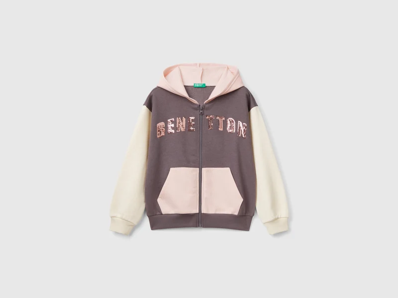 Sweater mit Reißverschluss und Pailletten