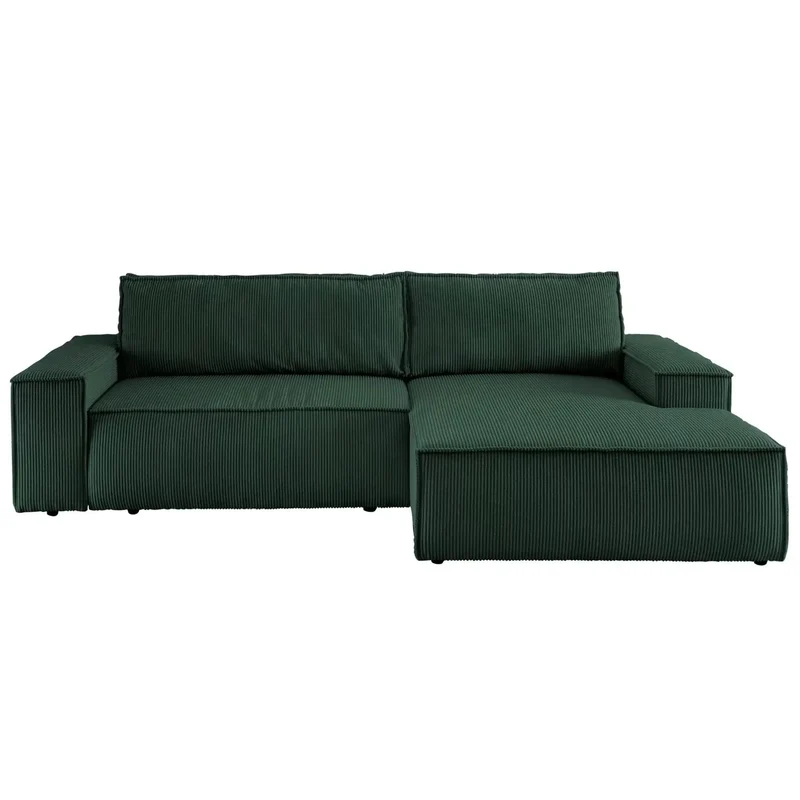 Ecksofa mit Schlaffunktion Cord dunkelgrün - Sherwood