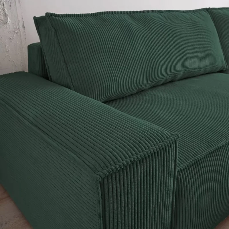 Ecksofa mit Schlaffunktion Cord dunkelgrün - Sherwood
