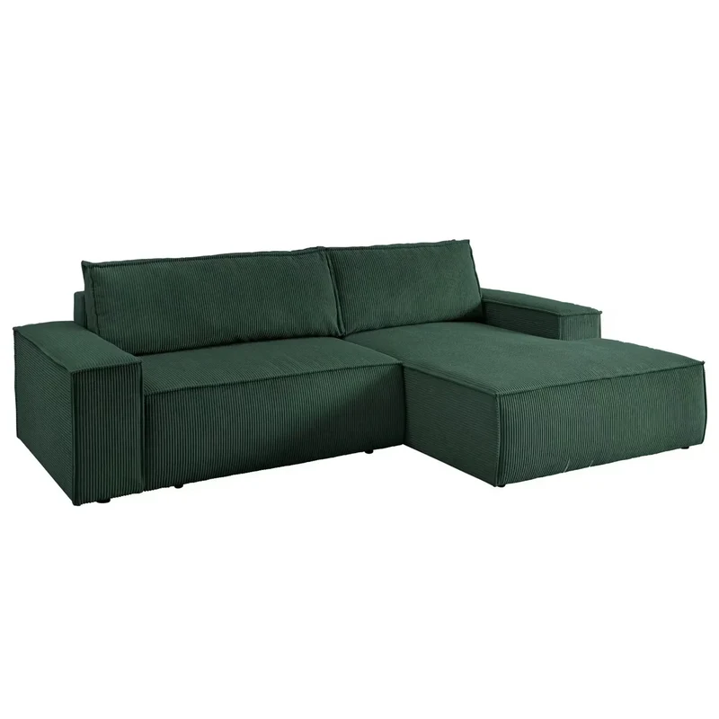 Ecksofa mit Schlaffunktion Cord dunkelgrün - Sherwood