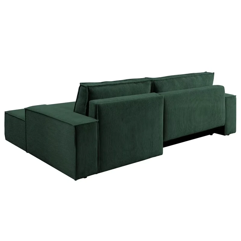Ecksofa mit Schlaffunktion Cord dunkelgrün - Sherwood