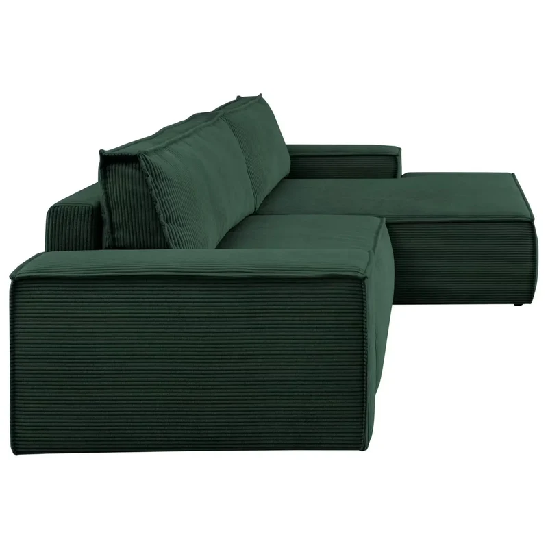 Ecksofa mit Schlaffunktion Cord dunkelgrün - Sherwood