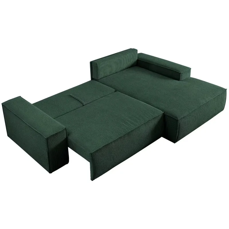 Ecksofa mit Schlaffunktion Cord dunkelgrün - Sherwood