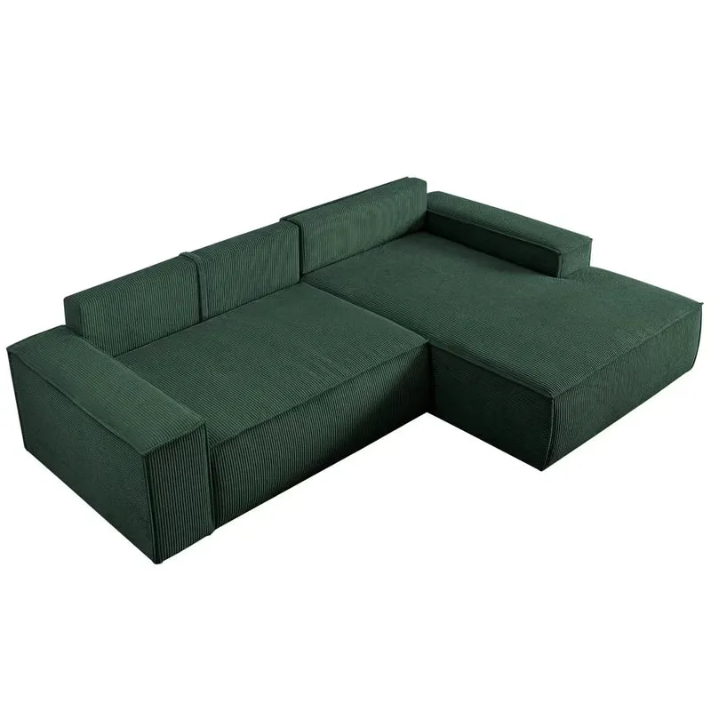 Ecksofa mit Schlaffunktion Cord dunkelgrün - Sherwood
