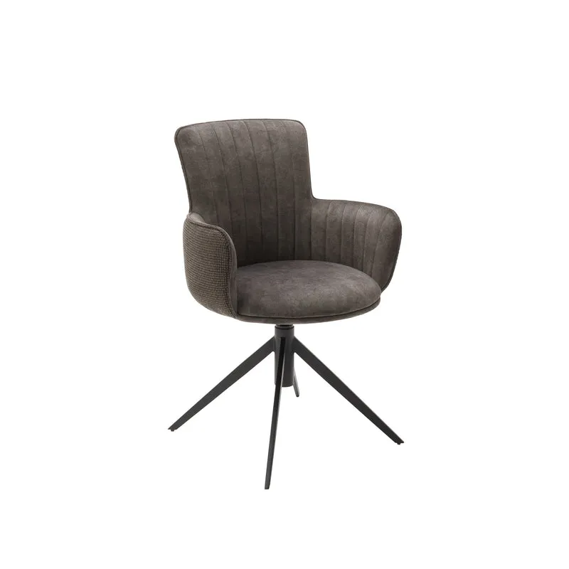 2er-Set Armlehnstuhl 360° drehbar Cappuccino - Denia