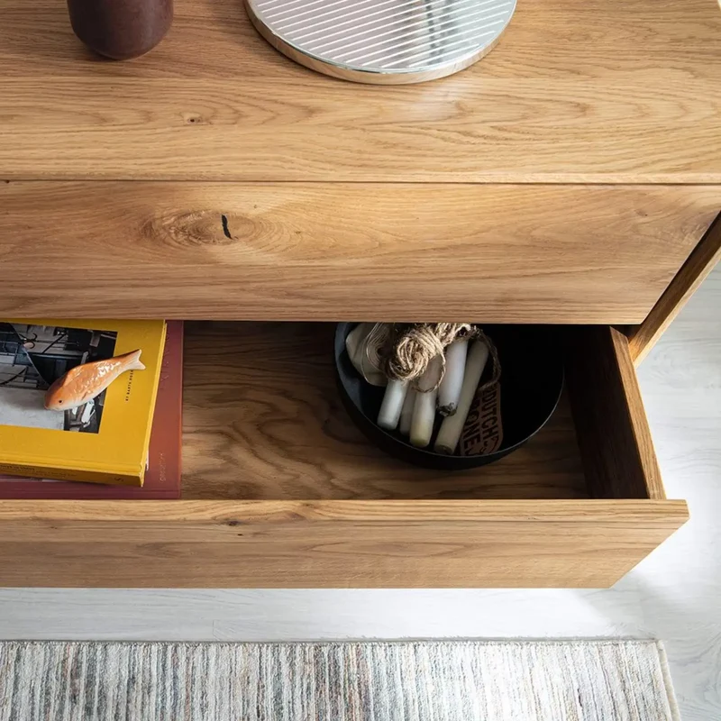 Sideboard mit Schubkästen Wildeiche bianco massiv – Cube iT