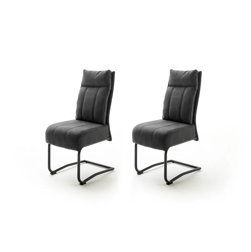 Freischwinger 2er-Set Mircofaser / Metallgestell schwarz - Azul