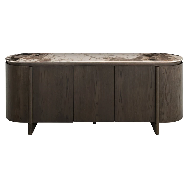 Sideboard Langford in Braun – Eichenfurnier & Keramikplatte, 200 cm