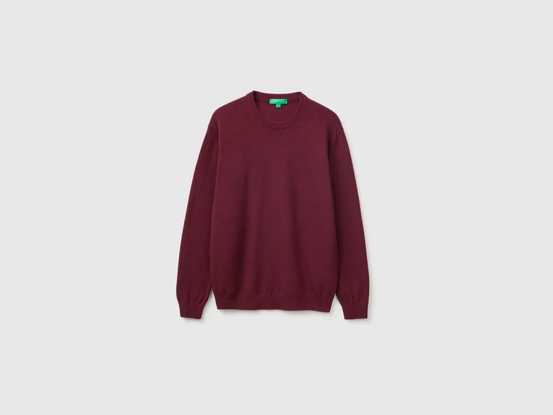 Burgunderfarbener Pullover aus reiner Merinowolle