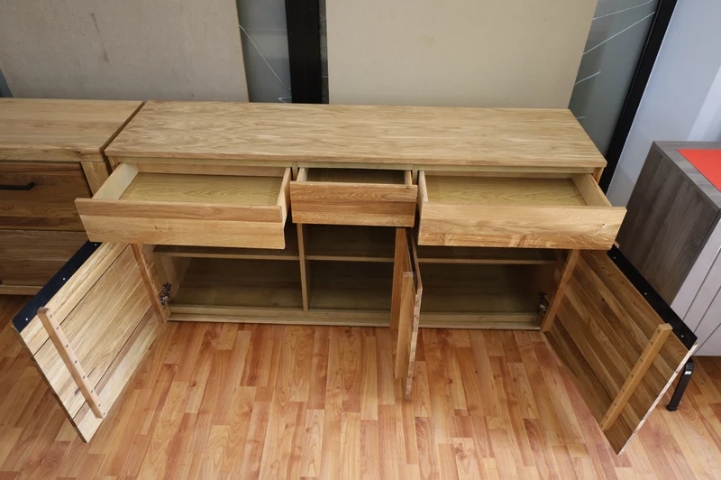 Kommode Vitrine + Front Massivholz + Soft Close