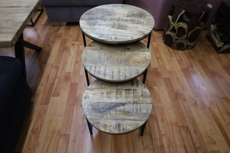 Beistelltisch Tisch + Massivholz + 3er Set + Neu auf Lager