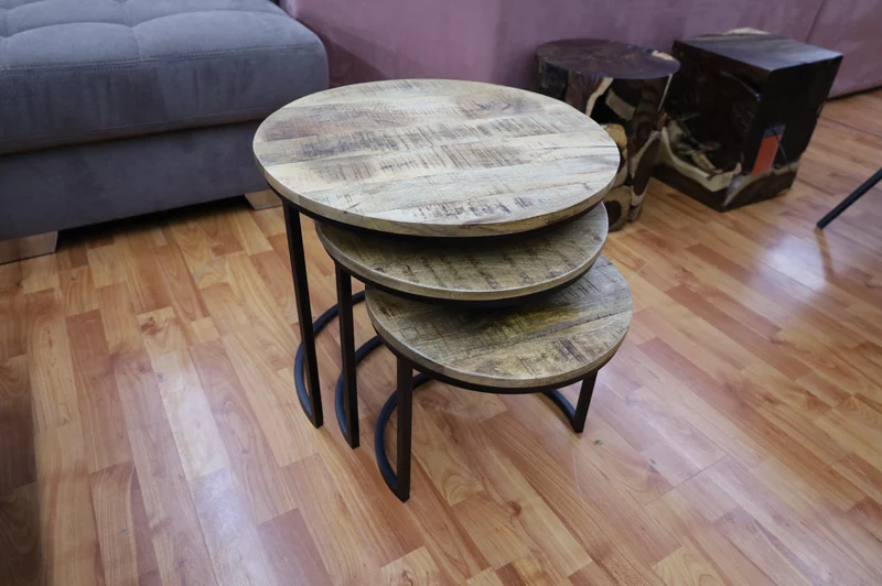 Beistelltisch Tisch + Massivholz + 3er Set + Neu auf Lager