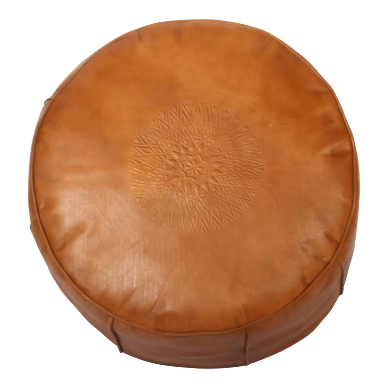 Marokkanisches Leder Sitzkissen Asli Orange