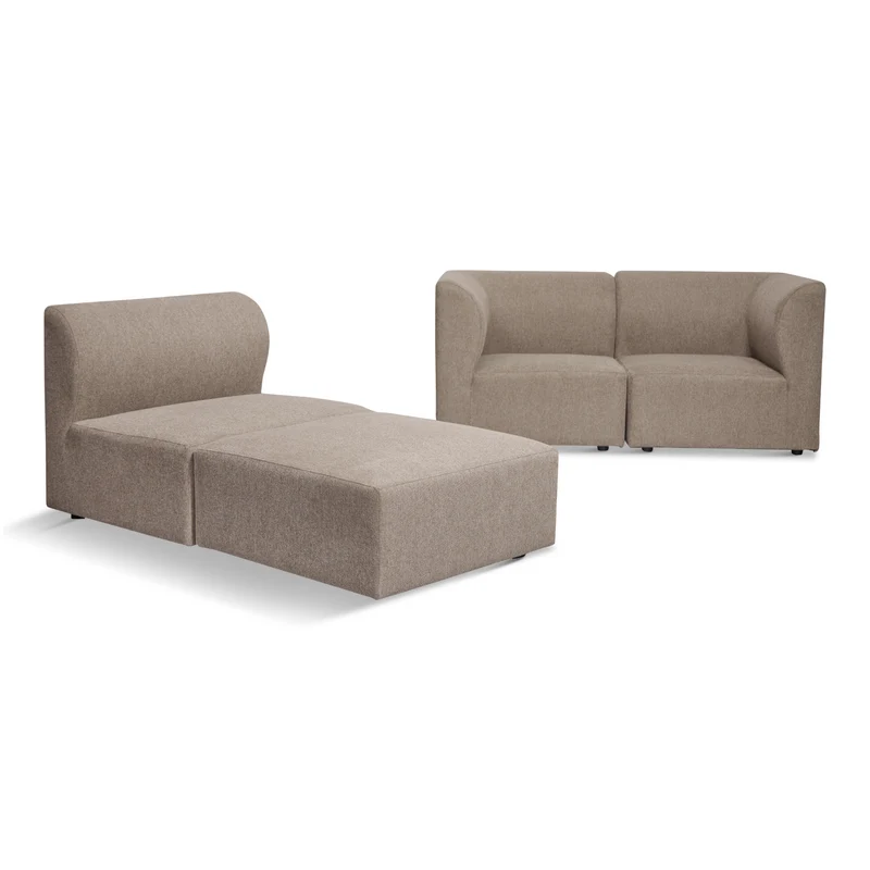 Emilia Modulsofa in Sand, 3 Module mit rechter und linker Chaiselongue L: 243 x T: 158 x H: 72 cm