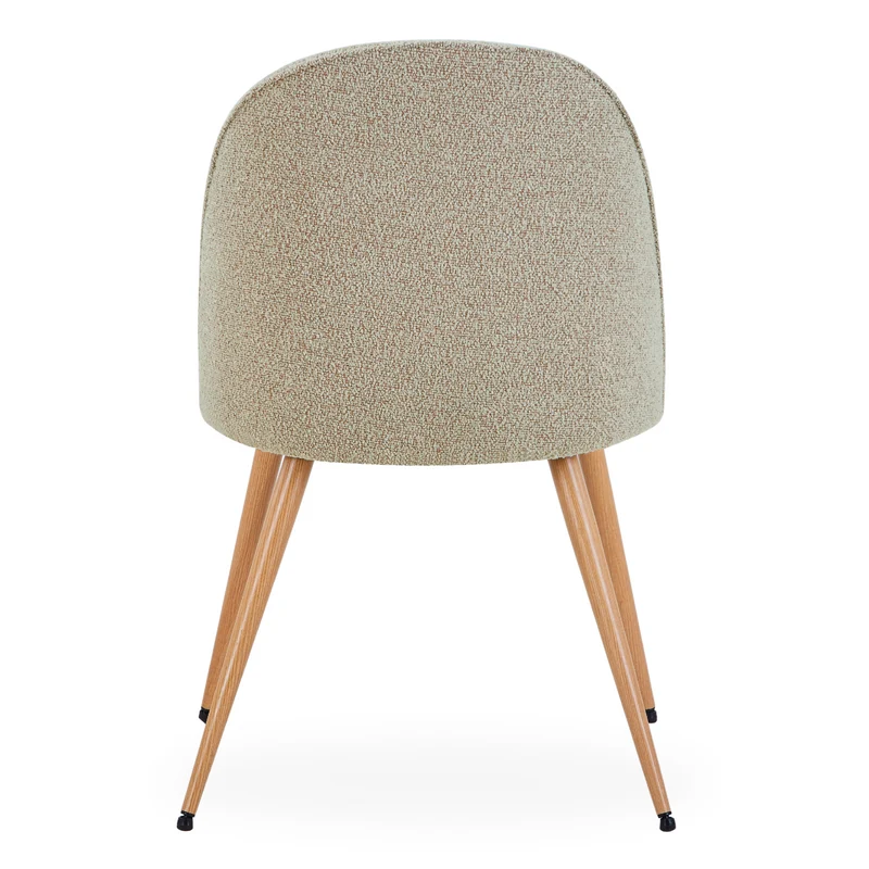 Annika Esszimmerstuhl – Beige Bouclé-Stoff mit Beinen in Eichenoptik