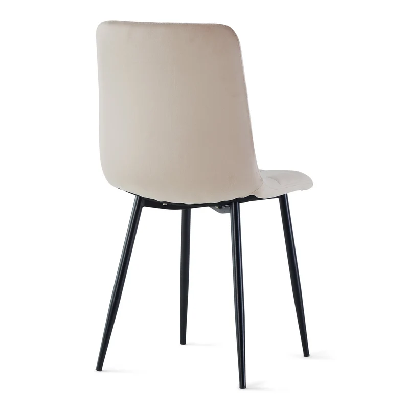 Jessi Esszimmerstuhl - beige Velours mit schwarzen Metallbeinen