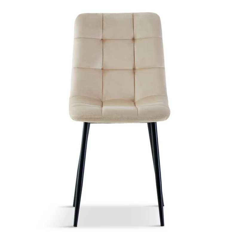 Jessi Esszimmerstuhl - beige Velours mit schwarzen Metallbeinen