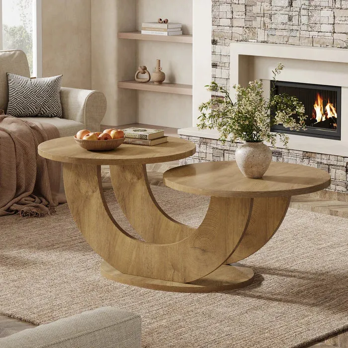 115 cm Couchtisch, 2-stufiger Akzent-Cocktailtisch mit U-förmigem Rahmen