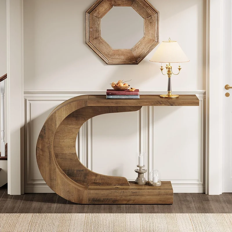 110 cm C-förmiger Mid-Century Modern-Konsolentisch für den Eingangsbereich
