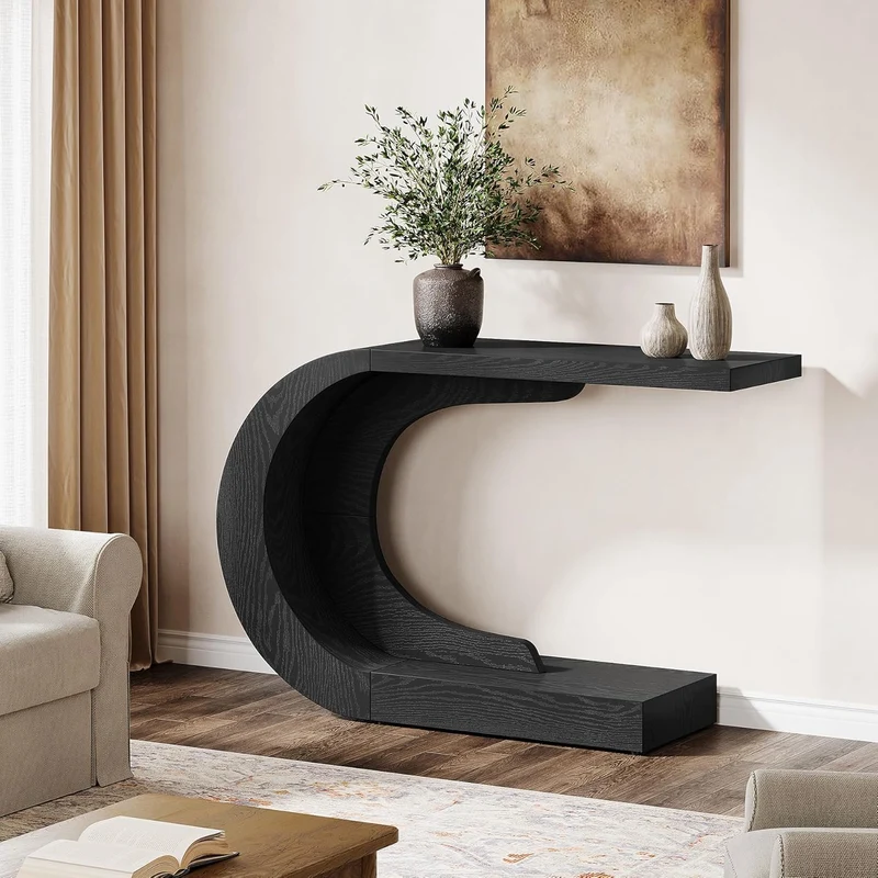 110 cm C-förmiger Mid-Century Modern-Konsolentisch für den Eingangsbereich