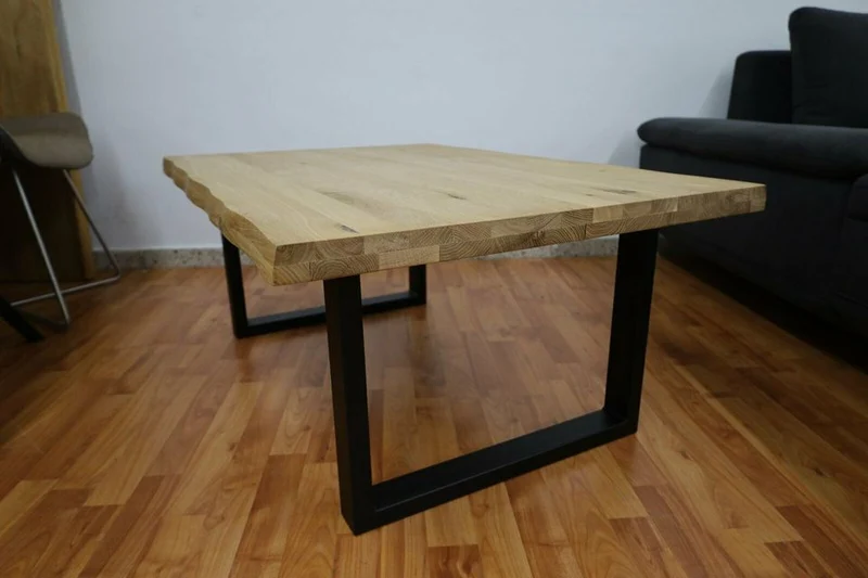 Couchtisch Wildeiche +Metall Gestell +Baumkante