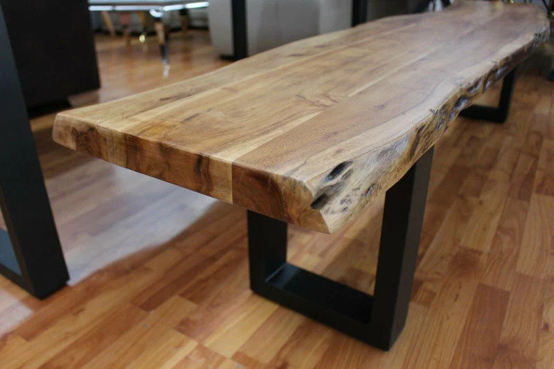Bank + Massivholz Akazie + Echte Baumkante + VOLL 3,5 cm + von 160 cm bis 220 cm