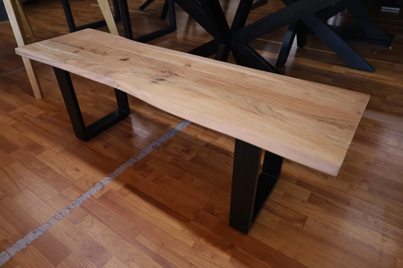 Bank Bänke Stuhl + Massivholz Akazie + Baumkante + Neu auf Lager