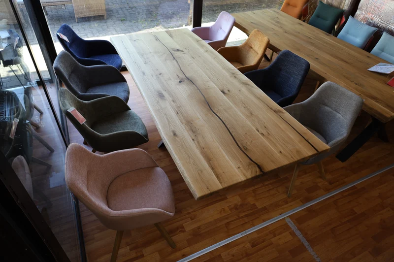 Esstisch Tisch +Massivholz Eiche VOLL 4cm +Baumkante +Epoxidharz