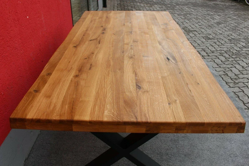 Esstisch + Massivholz Eiche 160cm bis 300cm + Baumkante + NEU auf LAGER