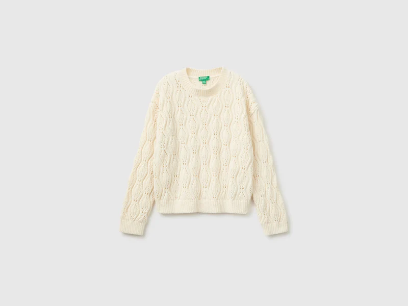 Chenille-Pullover mit Rundhalsausschnitt
