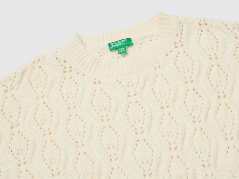 Chenille-Pullover mit Rundhalsausschnitt