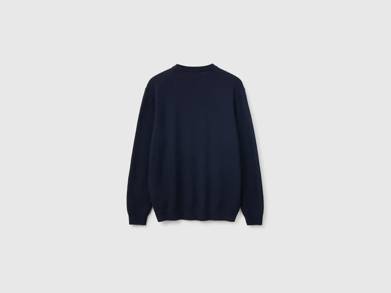 Mitternachtsblauer Pullover aus reiner Merinowolle