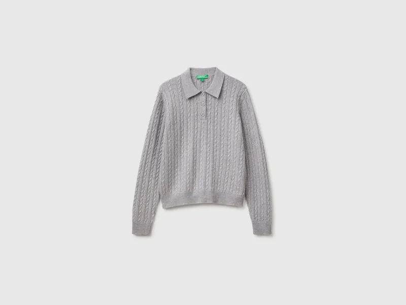 Poloshirt mit Zopfmuster