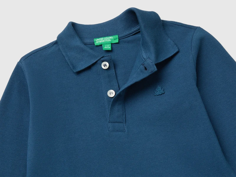 Langarm-Poloshirt aus 100 % Bio-Baumwolle