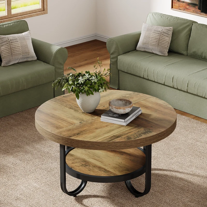 79 cm Couchtisch, 2-stufiger Mitteltisch, Cocktail-Teetisch mit Ablagen