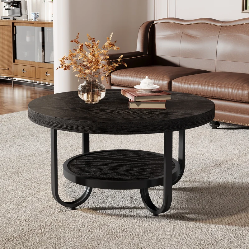 79 cm Couchtisch, 2-stufiger Mitteltisch, Cocktail-Teetisch mit Ablagen