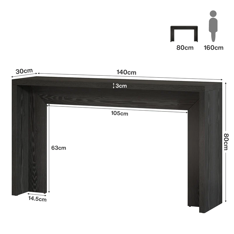 140 cm Rustikaler Konsolentisch, Bauernhaus-Sofatisch, Flurtisch